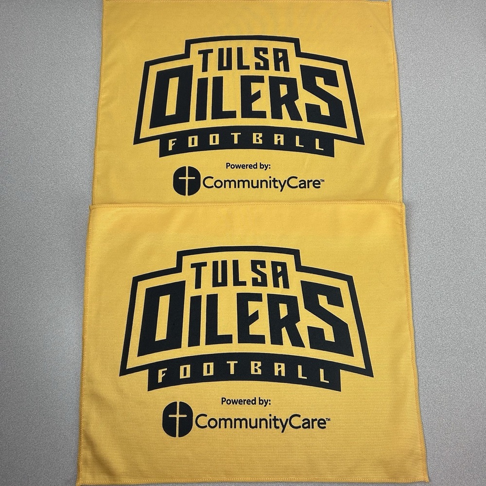 2 IFL Tulsa Oilers Football Yellow Rally Towels 17.5x14.5 Indoor Football League